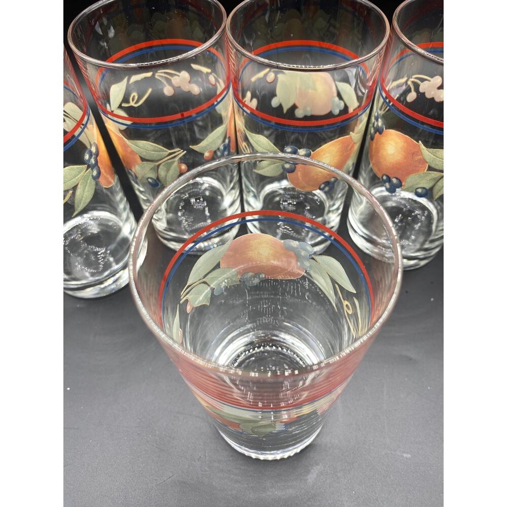 Set 6 Corning Corelle Coordinates Abundance Old Orchard Juice Glasses Fruit - Picture 3 of 4